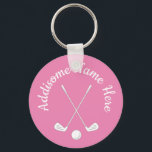 Monogrammed Pink White golfball club Ladies  Keych Keychain<br><div class="desc">Monogrammed Pink White golfball club Ladies keychain</div>