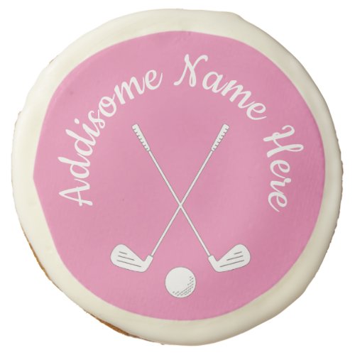 Monogrammed Pink White golfball club Ladies   Sugar Cookie