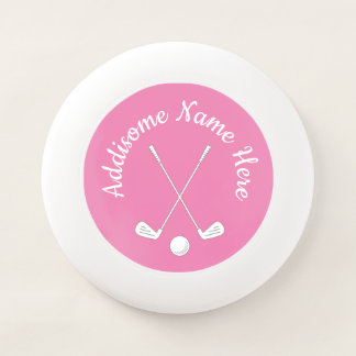 Monogrammed Pink White golfball club Ladies Wham-O Frisbee