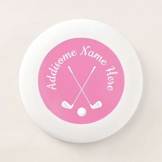 Monogrammed Pink White golfball club Ladies   Wham-O Frisbee (Front)