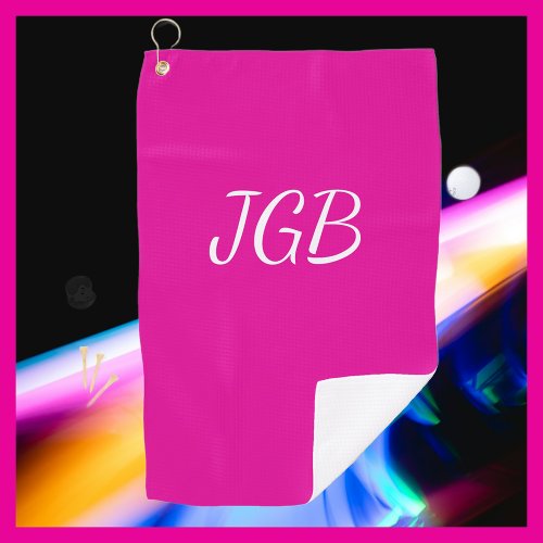 Monogrammed Pink White or Choose Color Background Golf Towel