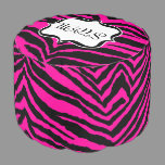Monogrammed Pink Zebra Animal Print Pouf