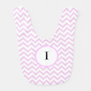 Monogrammed Pink Zigzag Pattern Girl's Bib