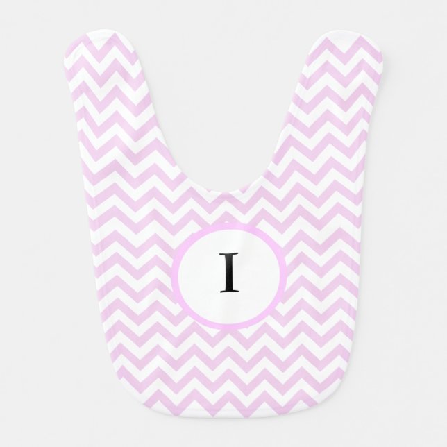 Monogrammed Pink Zigzag Pattern Girl's Bib (Front)