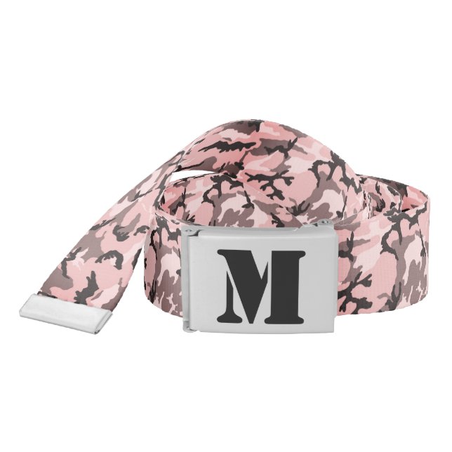 Monogrammed Pinked Camo Belt (Snake)