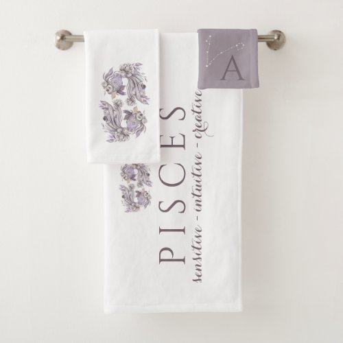 Monogrammed Pisces Towel Set
