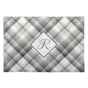 Monogrammed Plaid Cloth Placemat