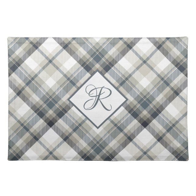 Monogrammed Plaid Cloth Placemat (Front)