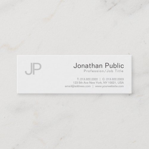 Monogrammed Plain Elegant Modern Design Sleek Mini Business Card