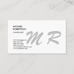 Monogrammed Plain Trendy Minimalist Modern Business Card