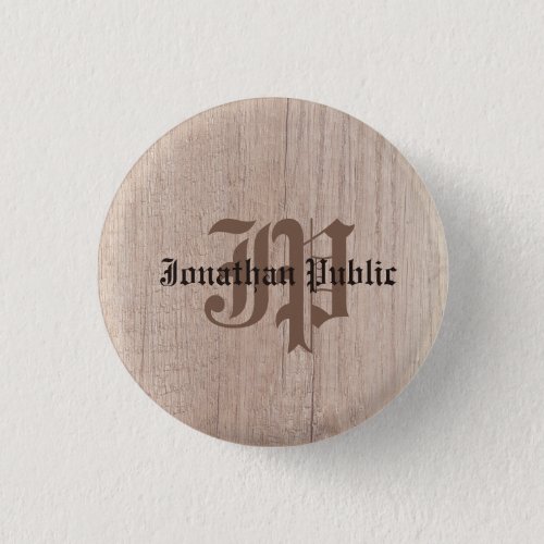 Monogrammed Plank Board Wood Look Template Button