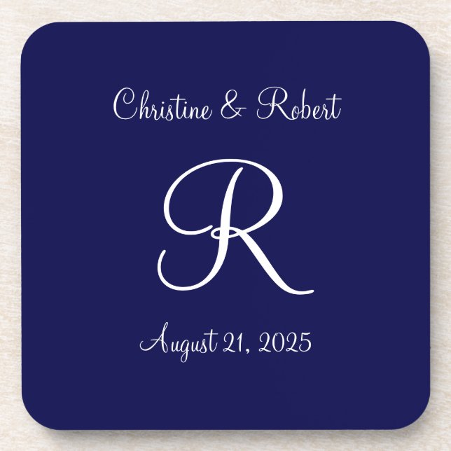 Monogrammed plastic beverage coaster (Front)