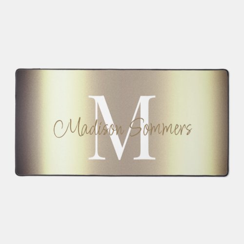 Monogrammed Platinum Gold Metallic Gradient Desk Mat