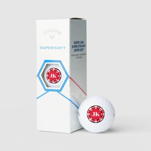 Monogrammed poker chip golf ball gift set