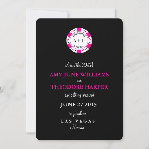 Monogrammed Poker Chip Save the Date Invitation