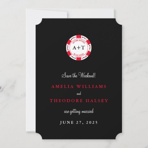Monogrammed Poker Chip Save the Date Invitation