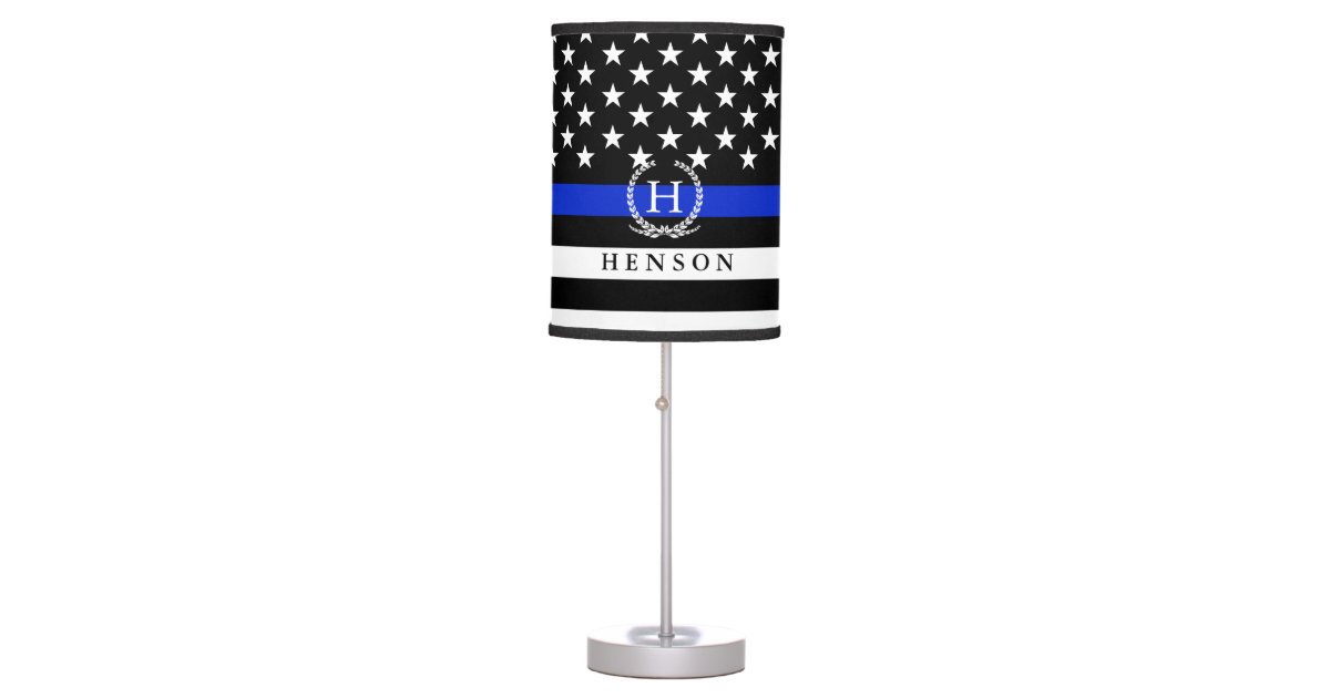Monogrammed Police Styled Usa Flag Full, Police Table Lamp