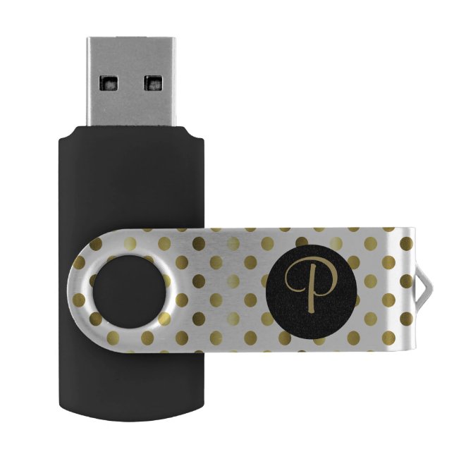 Monogrammed Polk Dot Swivel USB Drive (Opened)