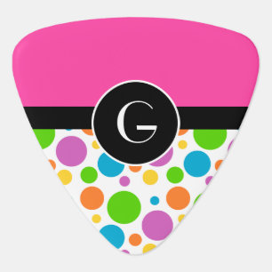 Monogrammed Polka Dot Pattern Guitar Pick