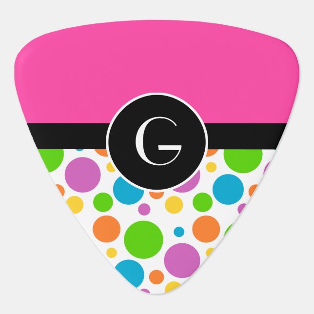 Monogrammed Polka Dot Pattern Guitar Pick (Front)