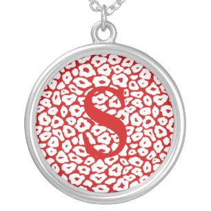 Monogrammed Pop Leopard Silver Plated Necklace