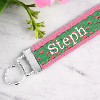 Monogrammed Preppy Flamingo Keychain
