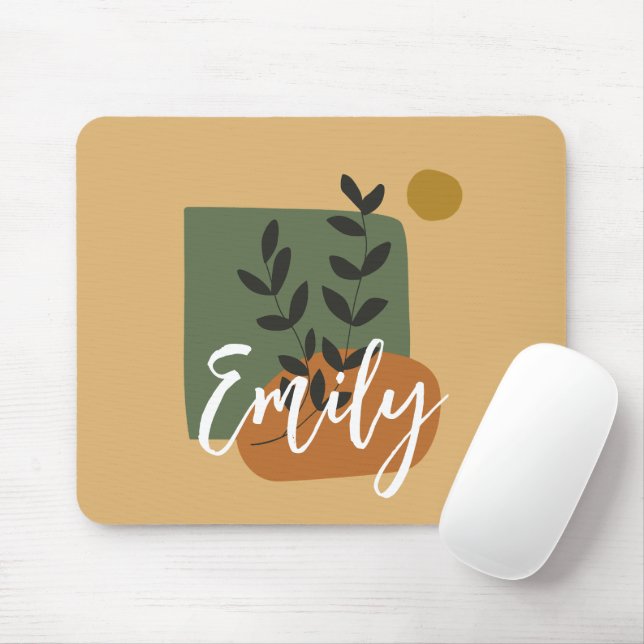 Monogrammed pretty colors Beige and green Simple Mouse Pad (With Mouse)