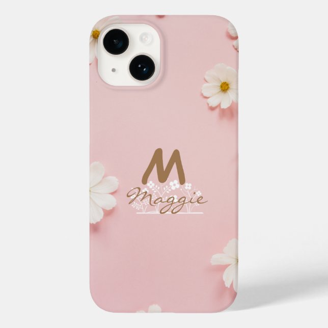 Monogrammed pretty flowers cute photography pink Case-Mate iPhone case (Back)