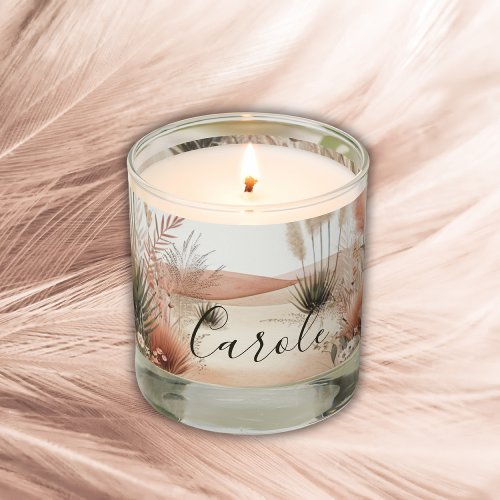 Monogrammed Pretty in pink pampas grass  Scented Candle