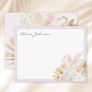 Monogrammed Pretty Tropical Flower Bouquet Floral Note Card