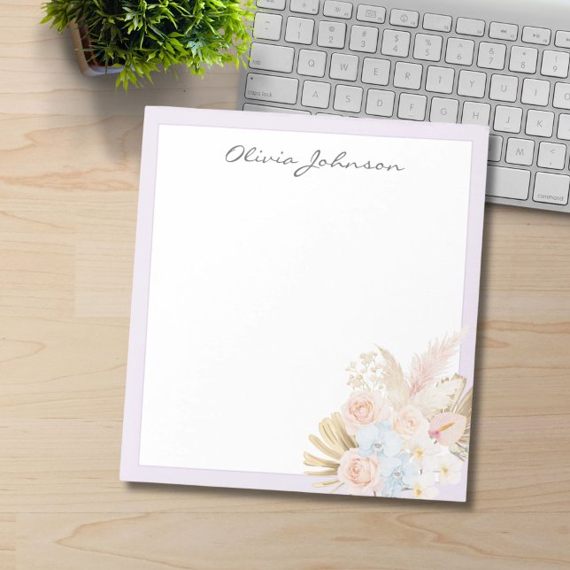 Monogrammed Pretty Tropical Flower Bouquet Floral Notepad (Creator Uploaded)