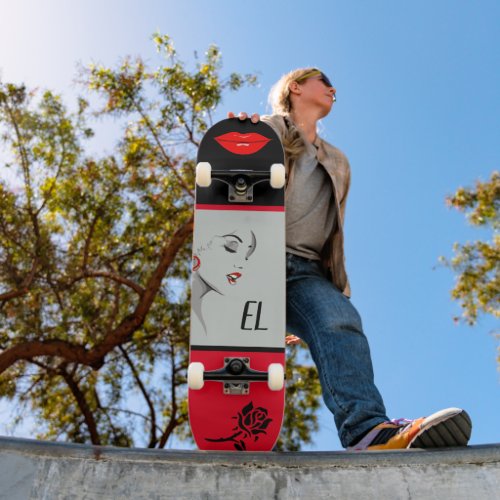 Monogrammed Pretty Woman and Lips Skateboard