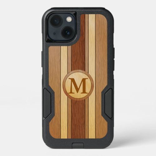 Monogrammed PRINTED faux wood iPhone 13 Case