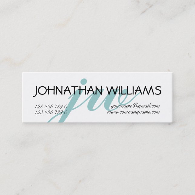 Monogrammed professional blue powder mini business card (Front)