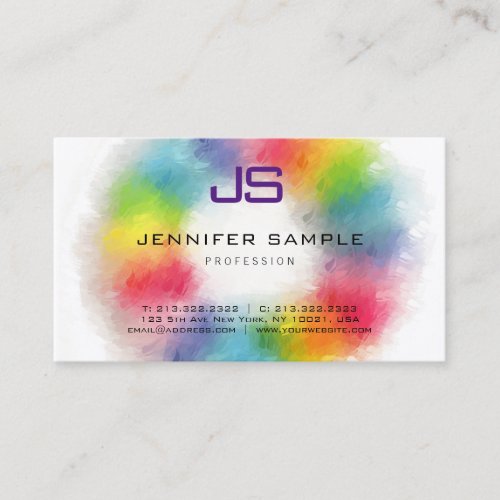 Monogrammed Professional Elegant Colorful Template Business Card