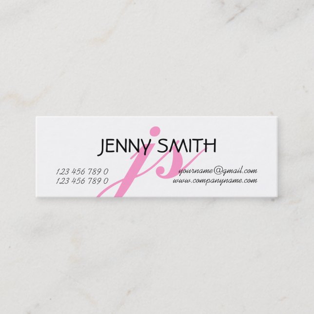 Monogrammed professional freelance consultant mini business card (Front)