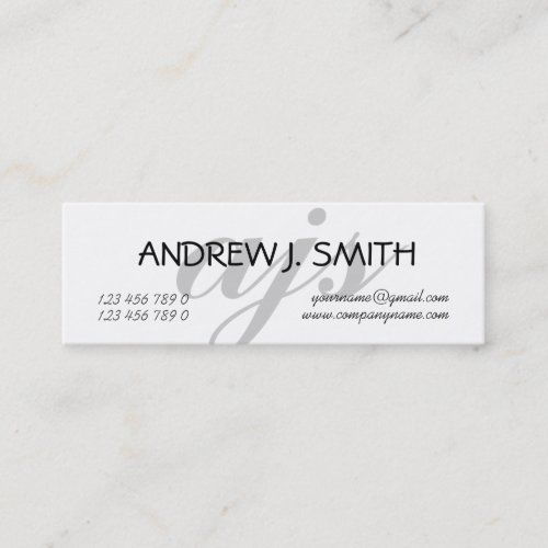 Monogrammed professional grey PERSONALIZE Mini Business Card