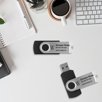 Monogrammed Professional Office Business Modern Flash Drive by iCoolCreate at Zazzle