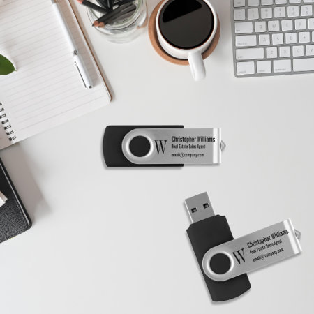 Monogrammed Professional Office Business Modern Flash Drive