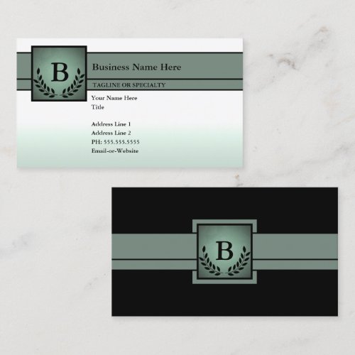 monogrammed professional (olive green) business card template