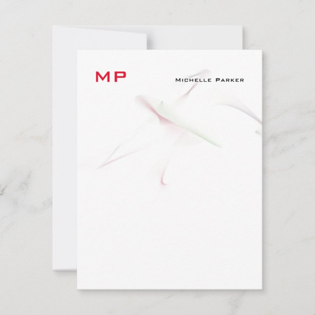 Monogrammed Professional Plain Minimalist Note Card (Front)
