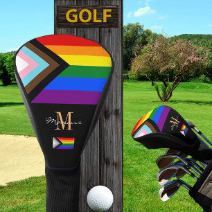 Monogrammed Progress Rainbow Flag Golf Clubs Cover