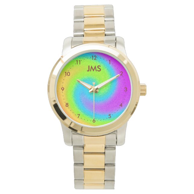 Monogrammed Psychedelic Yin & Yang Watch (Front)
