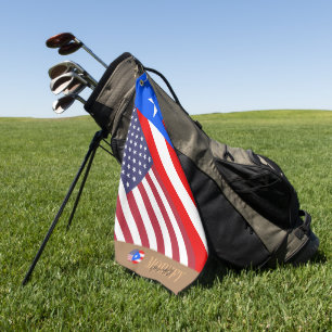 Monogrammed Puerto Rico / American Flag Golf Towel