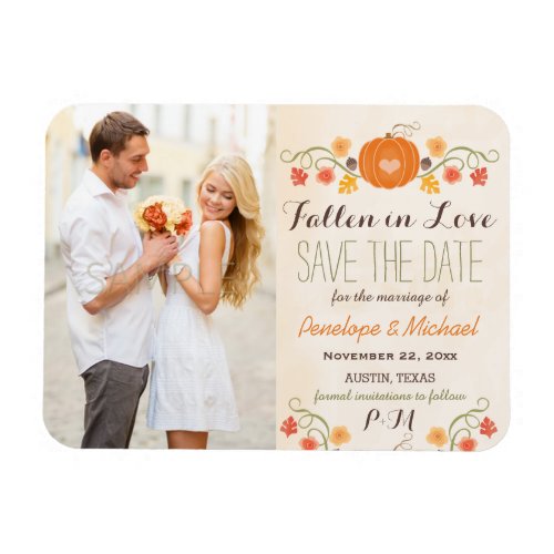 Monogrammed Pumpkin Fall Wedding Save the Date Magnet