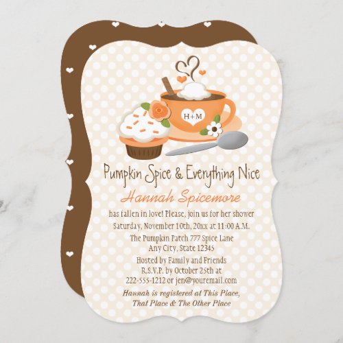 Monogrammed Pumpkin Spice Fall Bridal Shower Invitation