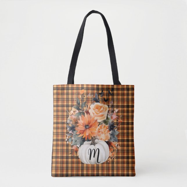 Monogrammed Pumpkin Tote Bag (Front)