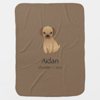 Monogrammed puppy baby blanket with birth date