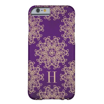 Monogrammed Purple And Gold Exotic Medallion Barely There Iphone 6 Case by cutecases at Zazzle