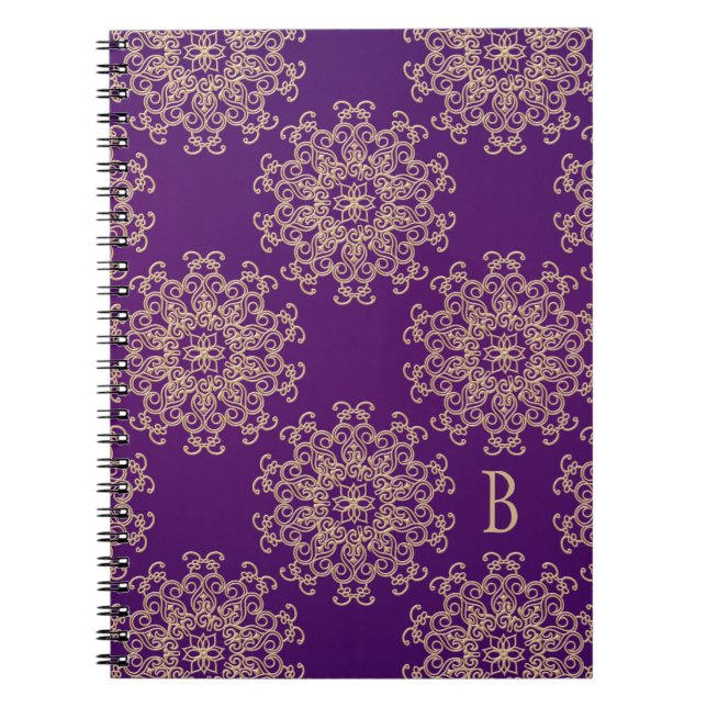 Monogrammed Purple and Gold Notebook Journal (Front)